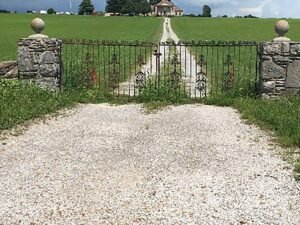old gate with stone pillars